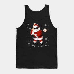 Santa Playing Baseball Tank Top